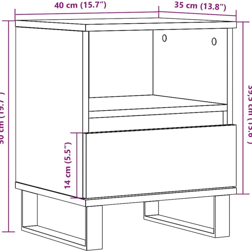 vidaXL Mesas-Mesita de noche madera ingeniería madera envejecida 40x35x50 cm