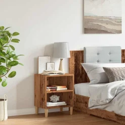vidaXL Mesita de noche madera de ingeniería envejecida 40x30x50 cm Madera antigua Best