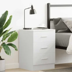 vidaXL Mesita de noche madera contrachapada 38x35x56 cm Blanco Best