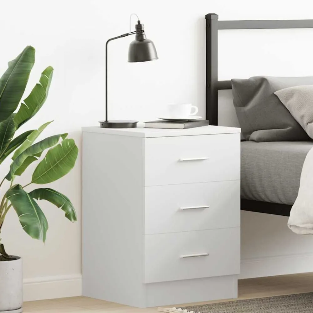 vidaXL Mesita de noche madera contrachapada 38x35x56 cm Blanco Best