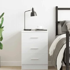 vidaXL Mesita de noche madera contrachapada 38x35x56 cm Blanco Best