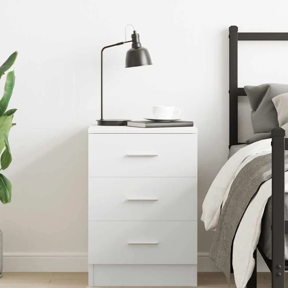 vidaXL Mesita de noche madera contrachapada 38x35x56 cm Blanco Best