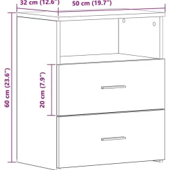 vidaXL Mesas-Mesita de noche madera de ingeniería 50x32x60 cm