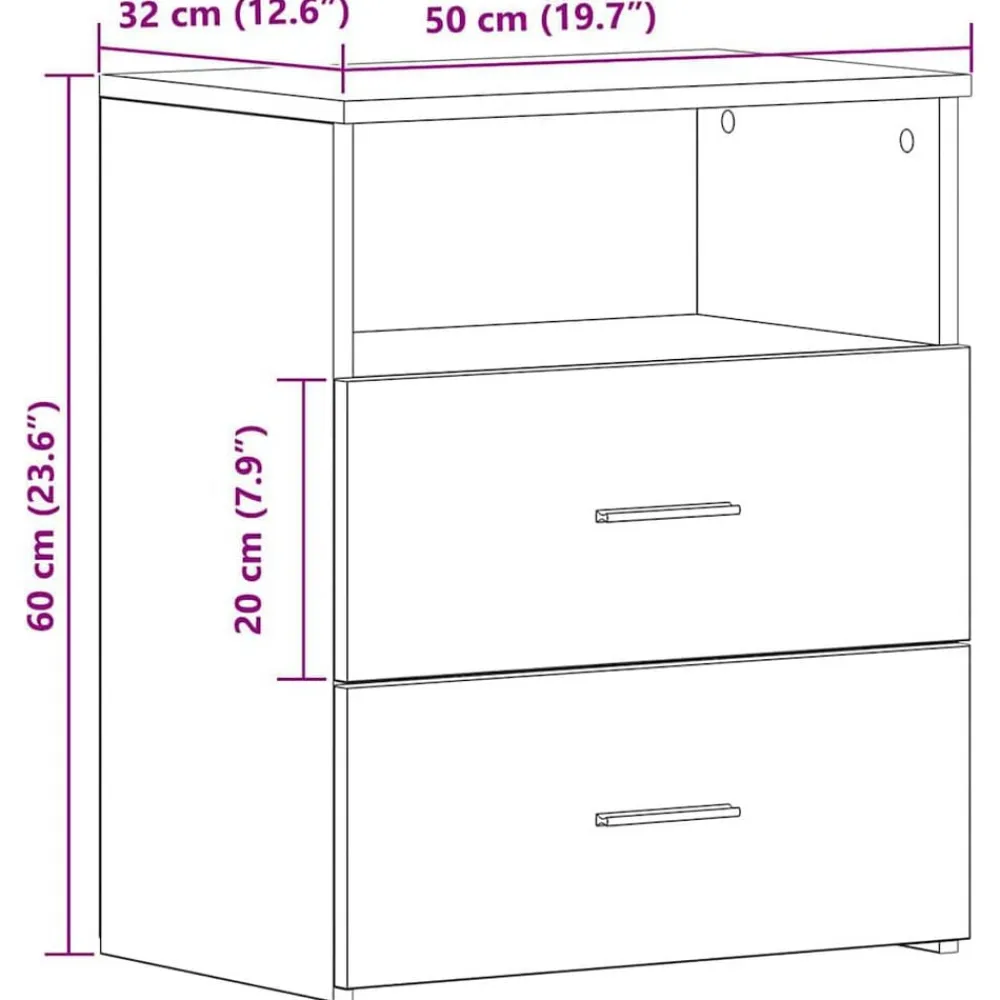 vidaXL Mesas-Mesita de noche madera de ingeniería 50x32x60 cm