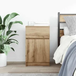 vidaXL Mesita de noche madera de ingeniería roble artisian 39x35x65 cm Roble artisan New