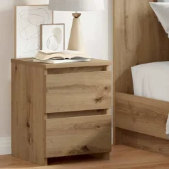 vidaXL Mesita de noche madera de ingeniería 30x30x40 cm Roble artisan Discount