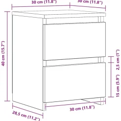 vidaXL Mesita de noche madera de ingeniería 30x30x40 cm Roble artisan Discount