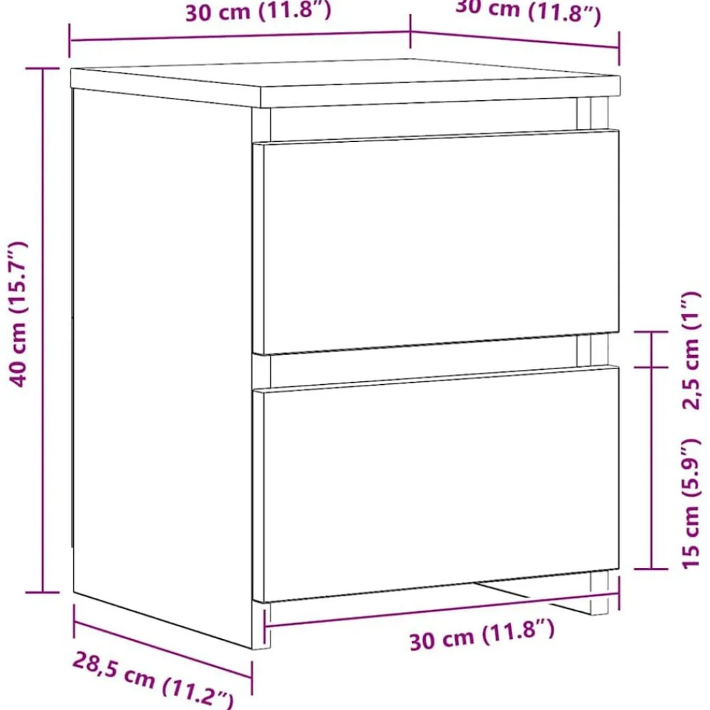 vidaXL Mesita de noche madera de ingeniería 30x30x40 cm Roble artisan Discount