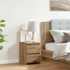 vidaXL Mesita de noche madera de ingeniería 30x30x40 cm Roble artisan Discount