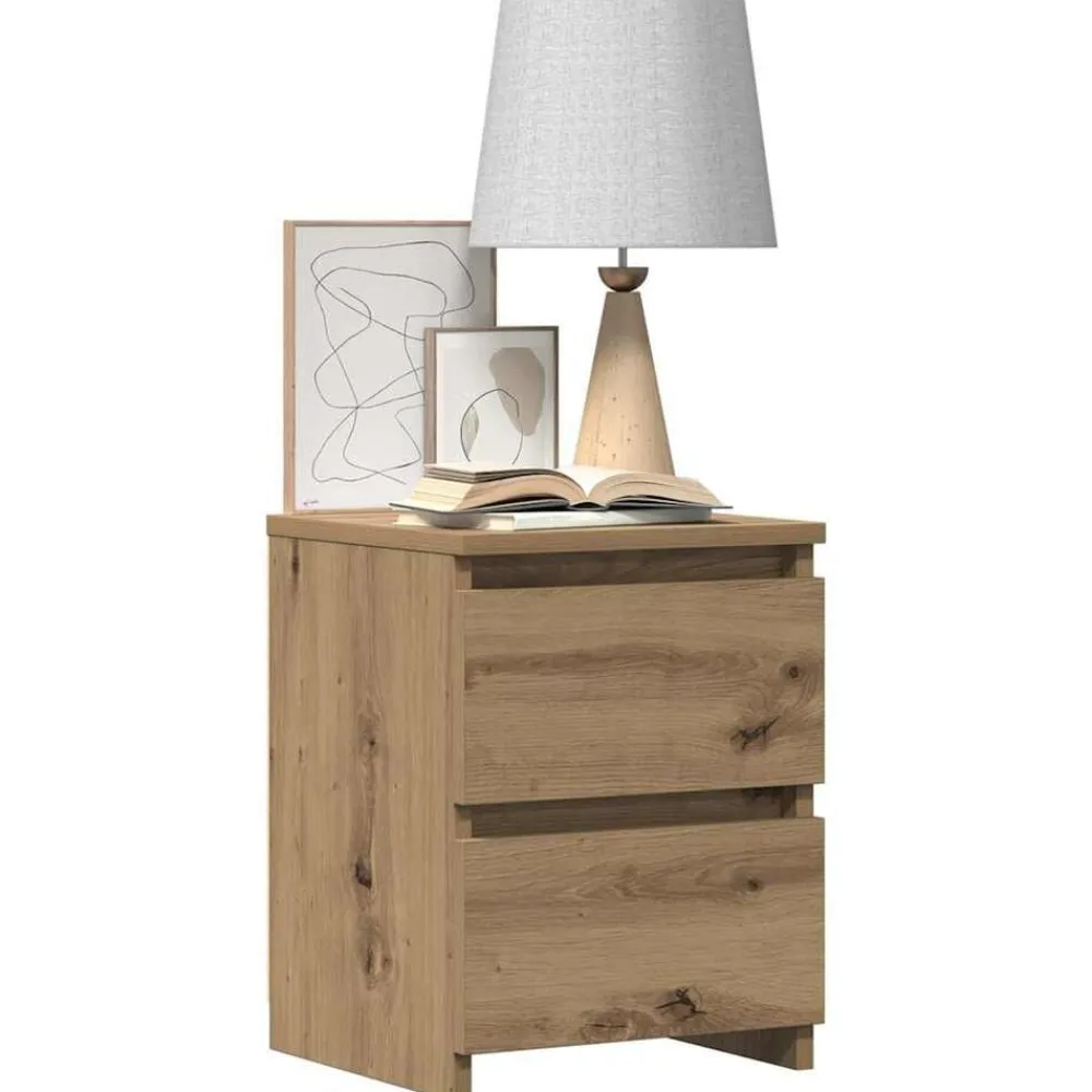vidaXL Mesita de noche madera de ingeniería 30x30x40 cm Roble artisan Discount