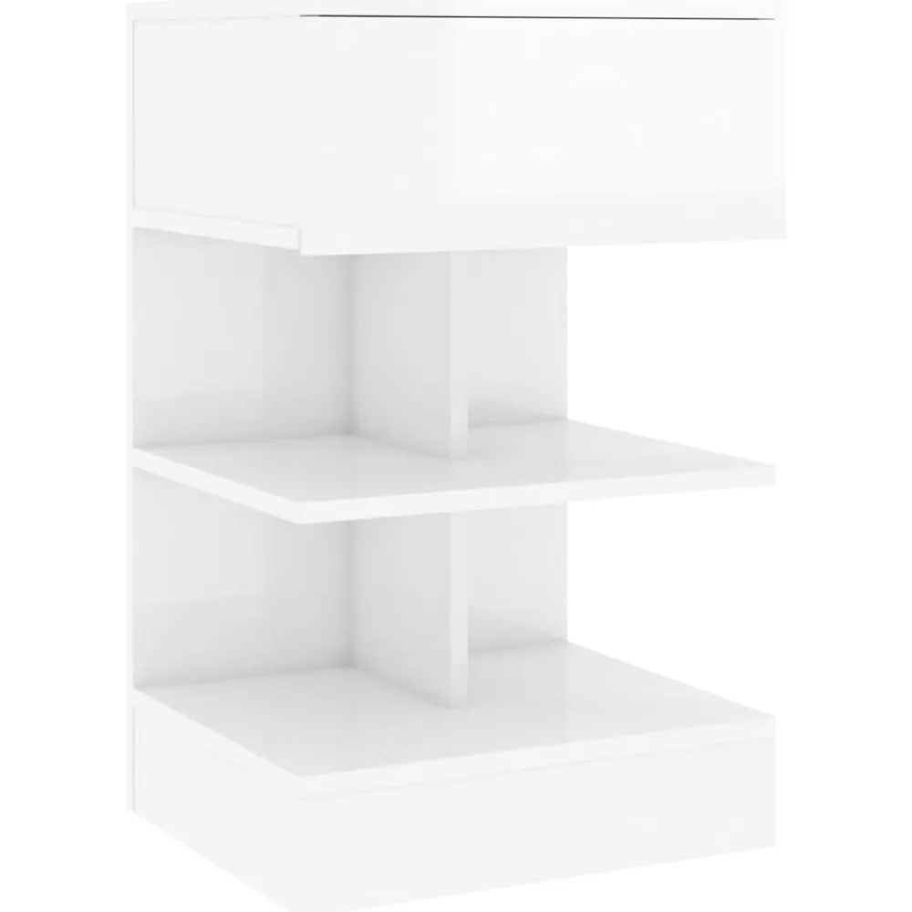 vidaXL Mesita de noche madera contrachapada blanco brillo 40x35x65 cm Blanco brillante Outlet