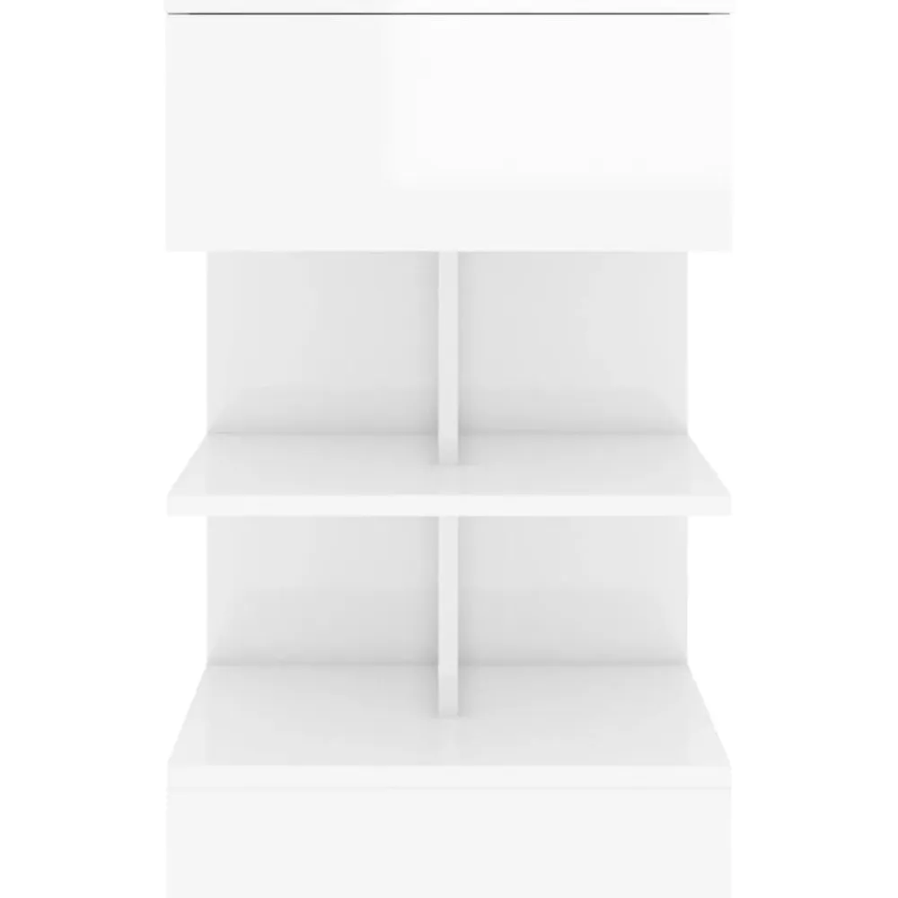 vidaXL Mesita de noche madera contrachapada blanco brillo 40x35x65 cm Blanco brillante Outlet