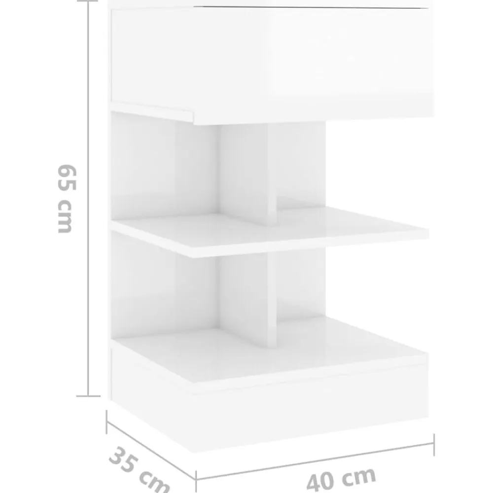 vidaXL Mesita de noche madera contrachapada blanco brillo 40x35x65 cm Blanco brillante Outlet