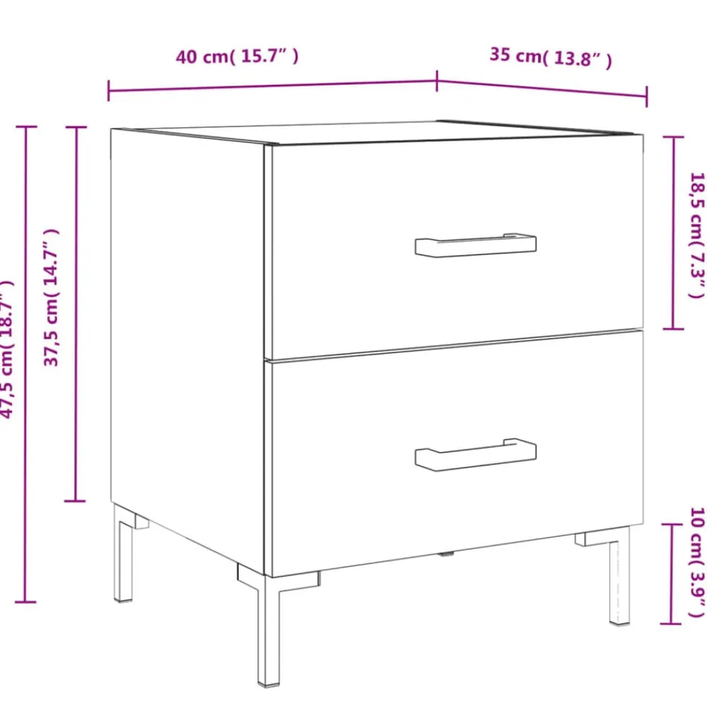 vidaXL Mesita de noche madera de ingeniería 40x35x47,5 cm Roble Sonoma Outlet
