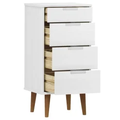 vidaXL Armarios Y Almacenamiento-Mesita de noche MOLDE madera maciza de pino blanca 40x35x82 cm
