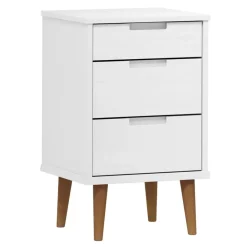 vidaXL Mesas-Mesita de noche MOLDE madera maciza de pino blanca 40x35x65 cm