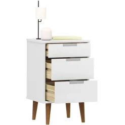 vidaXL Mesas-Mesita de noche MOLDE madera maciza de pino blanca 40x35x65 cm