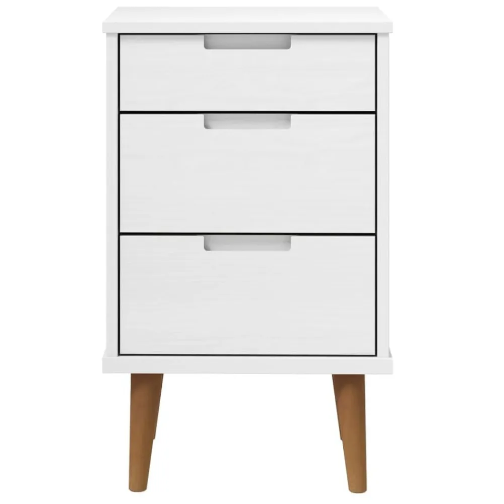vidaXL Mesas-Mesita de noche MOLDE madera maciza de pino blanca 40x35x65 cm