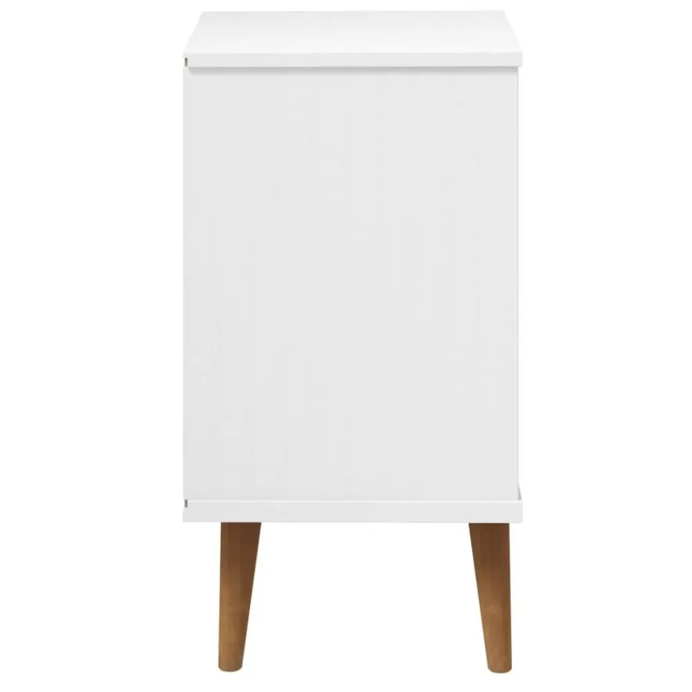 vidaXL Mesas-Mesita de noche MOLDE madera maciza de pino blanca 40x35x65 cm