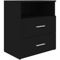 vidaXL Mesita de noche negra 50x32x60 cm Negro New