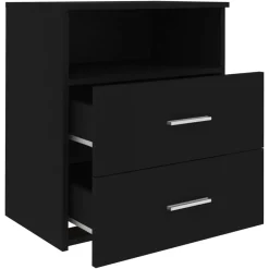 vidaXL Mesita de noche negra 50x32x60 cm Negro New