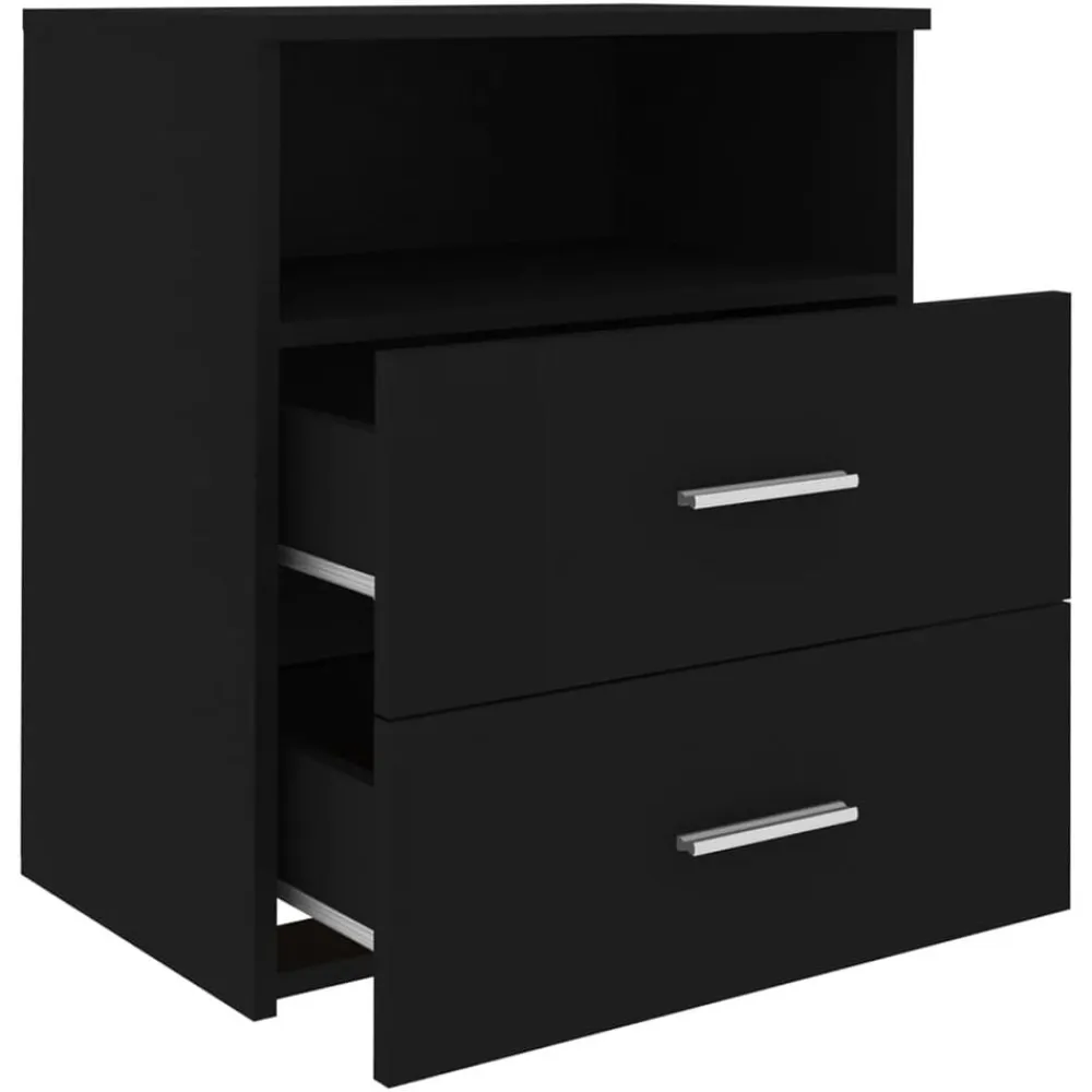 vidaXL Mesita de noche negra 50x32x60 cm Negro New