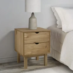 vidaXL Mesita de noche OTTA madera maciza de pino 45x39x57 cm Marr&oacute;n Outlet