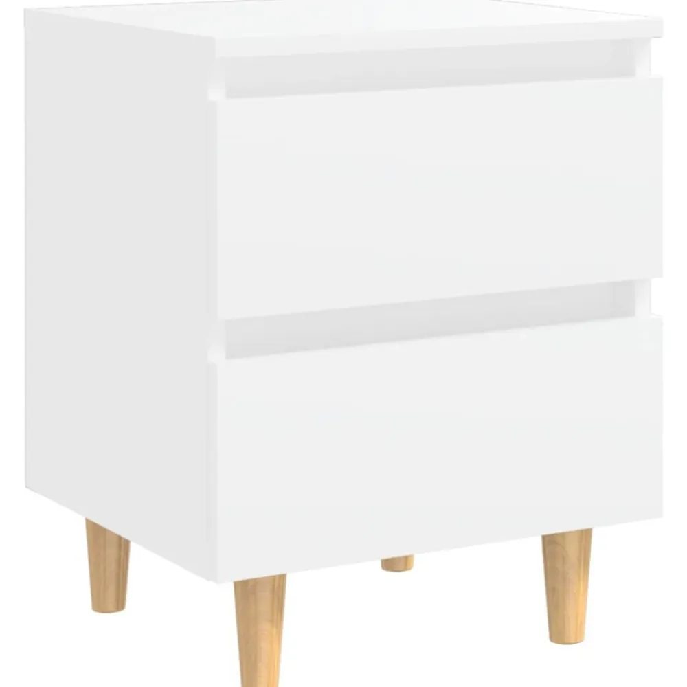vidaXL Mesita de noche patas de madera pino maciza 40x35x50cm Blanco Discount