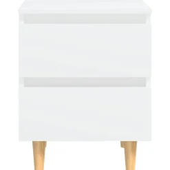 vidaXL Mesita de noche patas de madera pino maciza 40x35x50cm Blanco Discount
