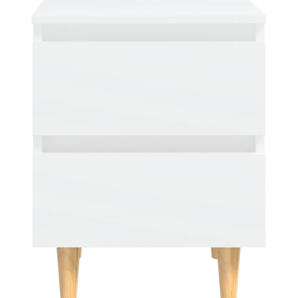 vidaXL Mesita de noche patas de madera pino maciza 40x35x50cm Blanco Discount