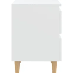 vidaXL Mesita de noche patas de madera pino maciza 40x35x50cm Blanco Discount