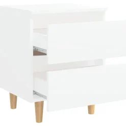 vidaXL Mesita de noche patas de madera pino maciza 40x35x50cm Blanco Discount