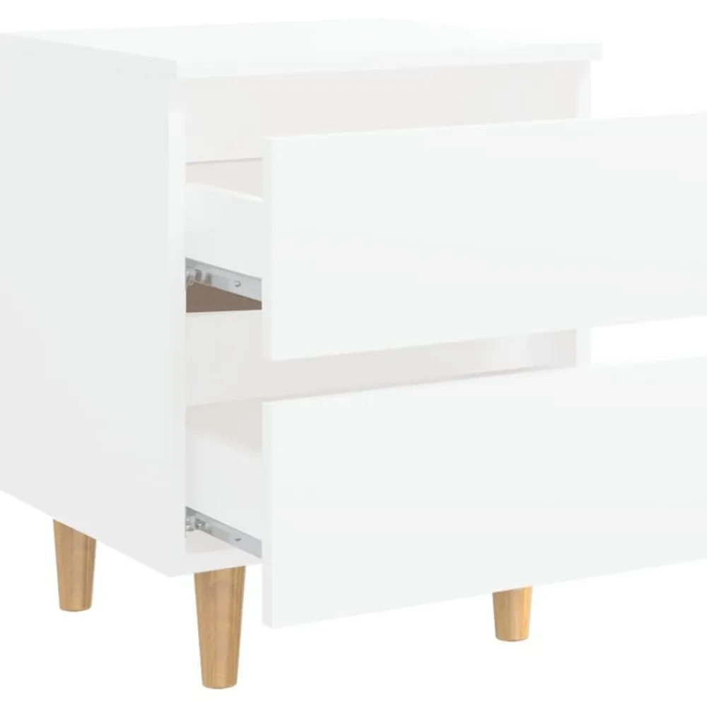 vidaXL Mesita de noche patas de madera pino maciza 40x35x50cm Blanco Discount