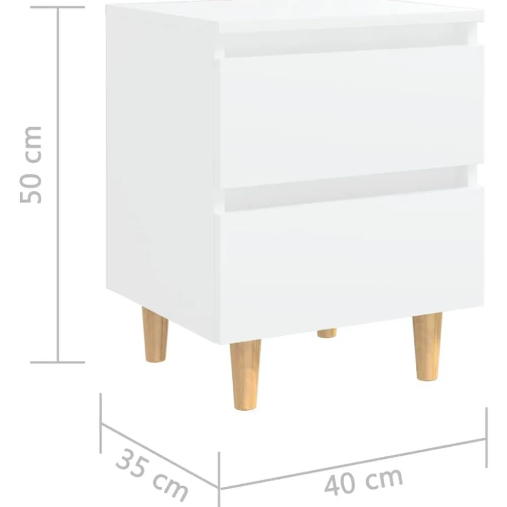 vidaXL Mesita de noche patas de madera pino maciza 40x35x50cm Blanco Discount