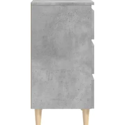 vidaXL Mesita de noche patas madera maciza gris hormigón 40x35x69 cm Gris hormigón Sale