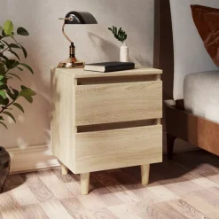 vidaXL Mesas-Mesita de noche patas madera maciza 40x35x50 cm