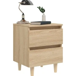 vidaXL Mesas-Mesita de noche patas madera maciza 40x35x50 cm