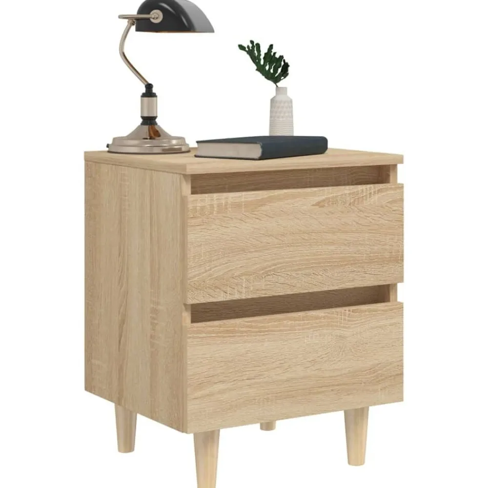 vidaXL Mesas-Mesita de noche patas madera maciza 40x35x50 cm