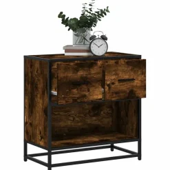 vidaXL Mesita de noche 60x31x60 cm madera contrachapada Roble ahumado Discount