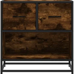 vidaXL Mesita de noche 60x31x60 cm madera contrachapada Roble ahumado Discount