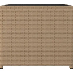 vidaXL Muebles De Jardín-Mesita de ratán sintético y superficie de vidrio templado