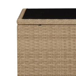 vidaXL Muebles De Jardín-Mesita de ratán sintético y superficie de vidrio templado