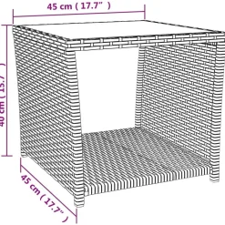 vidaXL Muebles De Jardín-Mesita de ratán sintético y superficie de vidrio templado