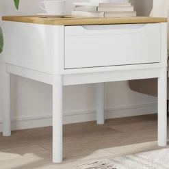 vidaXL Mesita FLORO madera maciza de pino blanca 55x55x54 cm Blanco Best