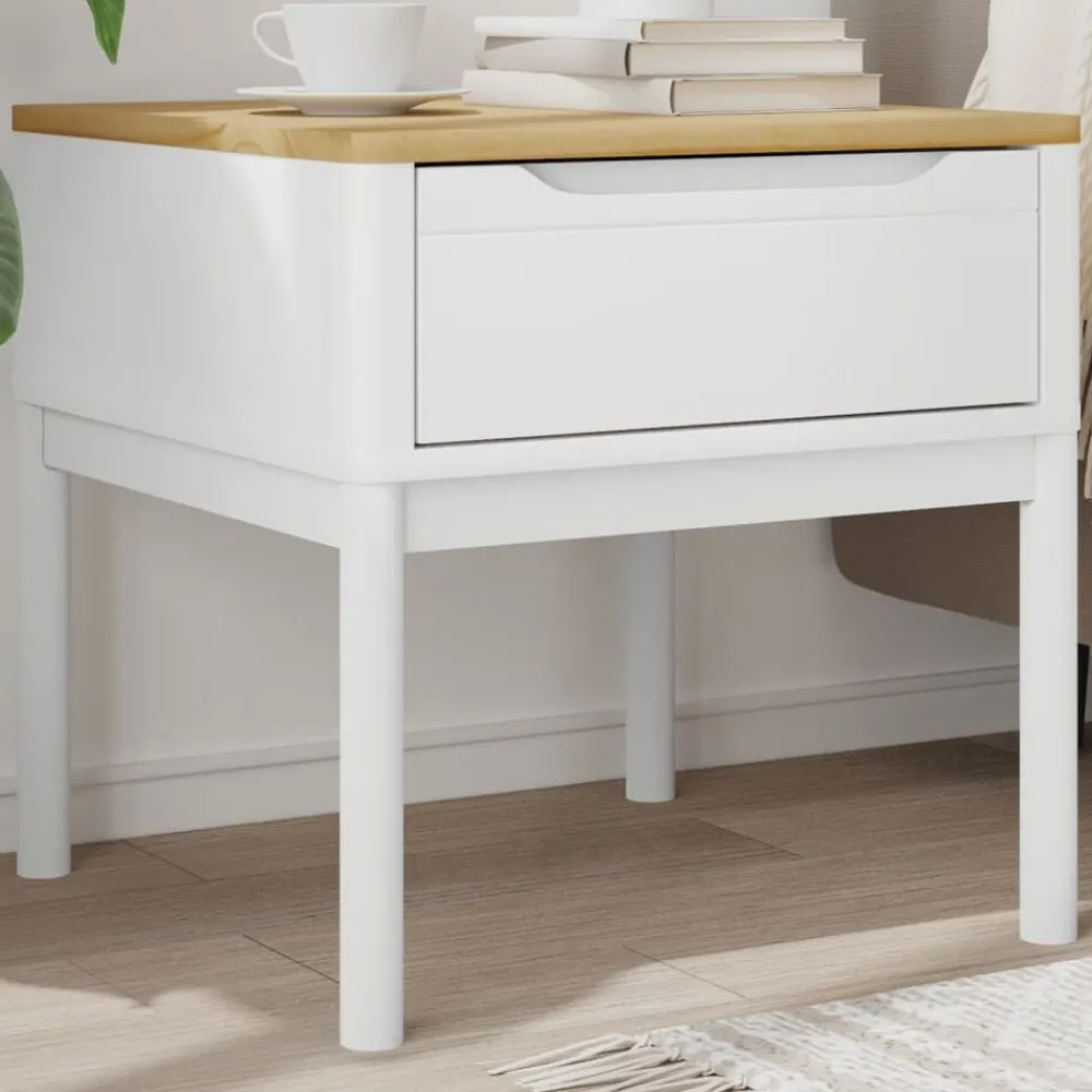 vidaXL Mesita FLORO madera maciza de pino blanca 55x55x54 cm Blanco Best