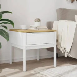 vidaXL Mesita FLORO madera maciza de pino blanca 55x55x54 cm Blanco Best