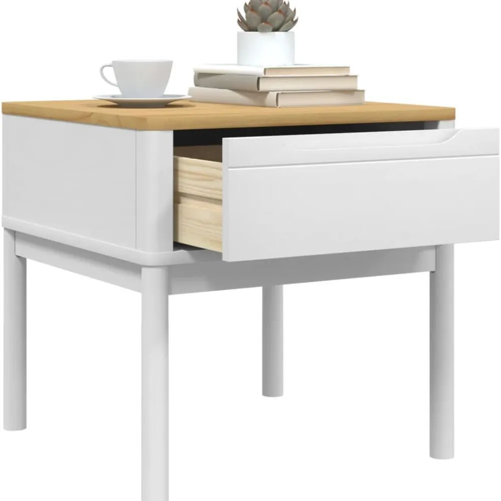 vidaXL Mesita FLORO madera maciza de pino blanca 55x55x54 cm Blanco Best