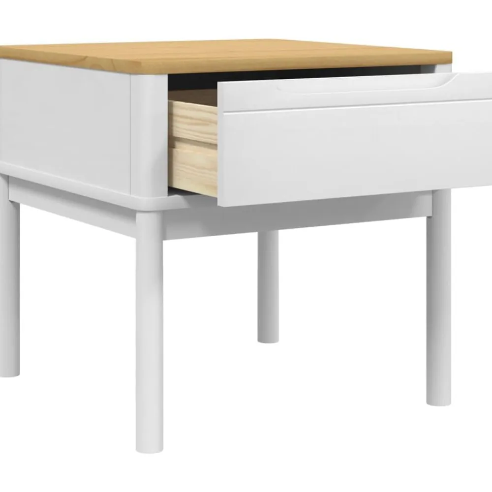 vidaXL Mesita FLORO madera maciza de pino blanca 55x55x54 cm Blanco Best