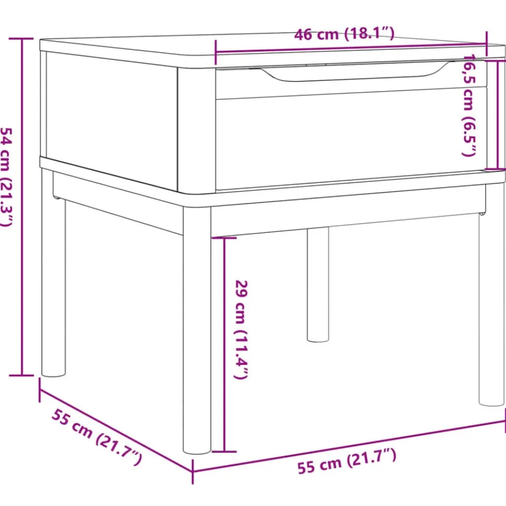 vidaXL Mesita FLORO madera maciza de pino blanca 55x55x54 cm Blanco Best