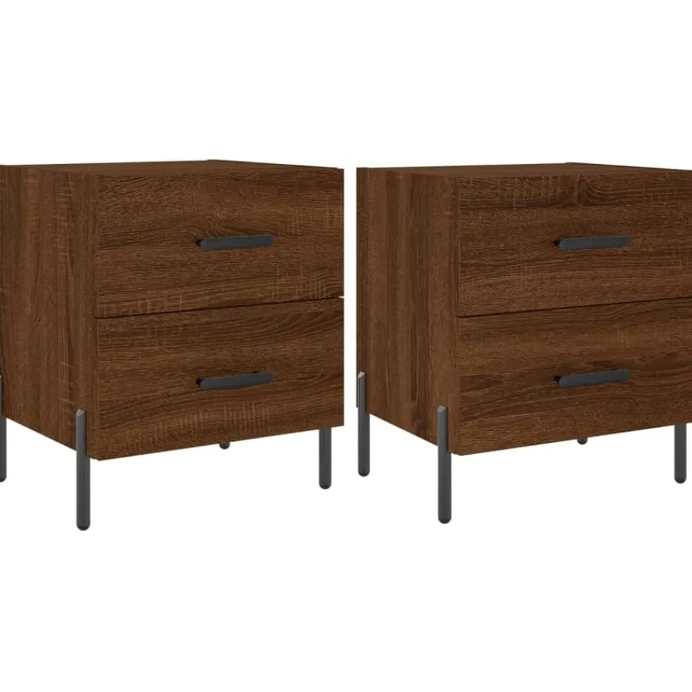 vidaXL Mesas-Mesita noche 2 uds madera ingeniería marrón roble 40x35x47,5 cm